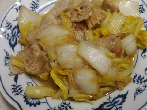 白菜とエノキ、豚肉の塩炒め